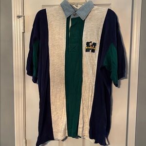 Disney Blue, Green and Gray Mickey Logo Polo Shirt